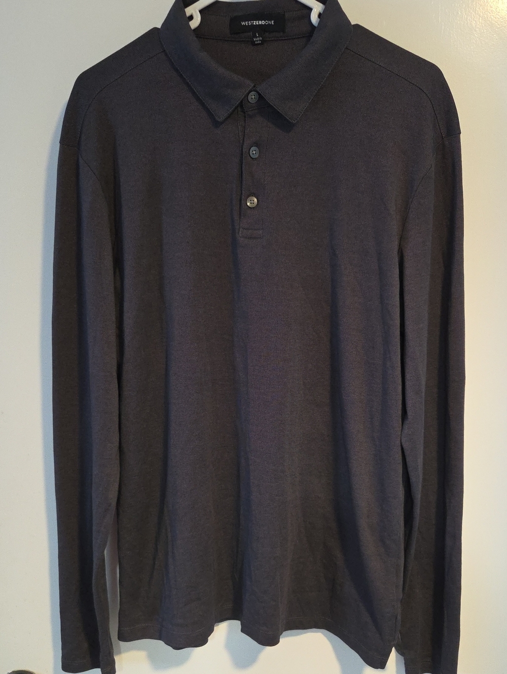 Men's Long Sleeve Polo Shirt - Charcoal Gray